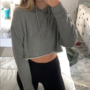 Grey Cropped Hoodie